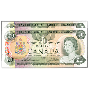 SOLD $20 1979 Bank of Canada Notes Thieseen-Crow BC-54c - 2 Consecutive Choice UNC