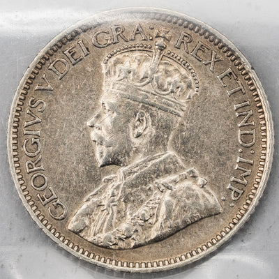 Canada 1913 Broad Leaves 10 Cents Dime Silver Coin - ICCS EF-40