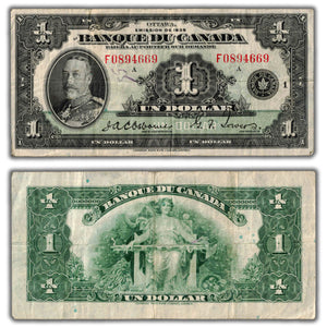 SOLD $1 1935 Banque du Canada Note French Text BC-2 - VF (writing)