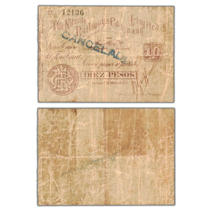 SOLD Chile Nitrate Railways Company Ltd. 1891 10 Ten Pesos Note