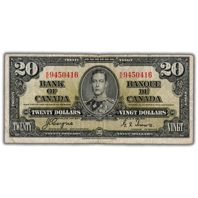 $20 1937 Bank of Canada Note Coyne-Towers K/E Prefix BC-25c - Fine