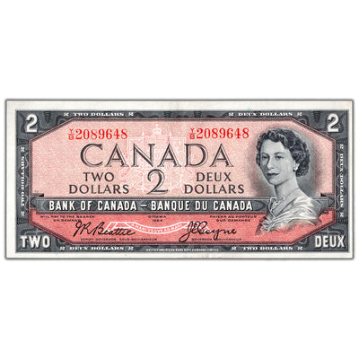 $2 1954 Bank of Canada Note Beattie-Coyne Y/B Prefix BC-38a - EF
