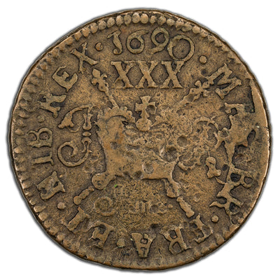 SOLD Ireland June 1690 Half Crown Gun Money Coin SP #6580B