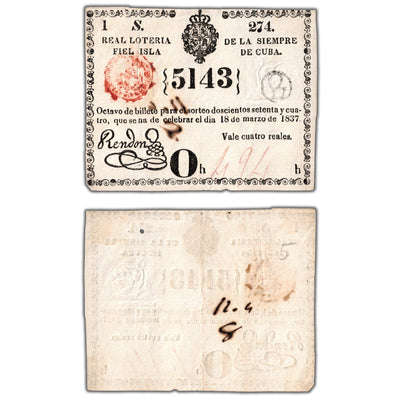 Cuba 1837 Lottery Ticket