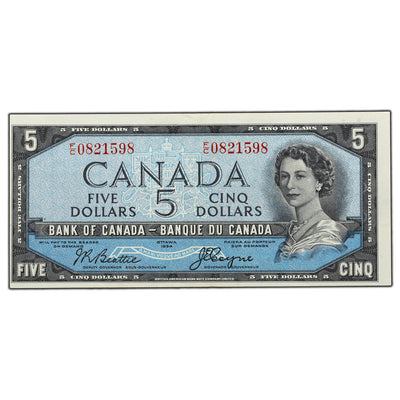SOLD $5 1954 Bank of Canada Note Devil Face F/C Prefix BC-31b - EF/AU