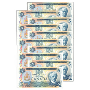 SOLD $5 1979 Bank of Canada Notes Crow-Bouey BC-53b - 10 Notes Consecutive - Ch UNC