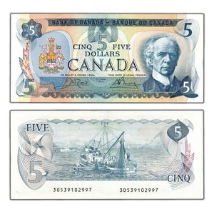 SOLD $5 1979 Bank of Canada Note Crow-Bouey BC-53b - EF/AU
