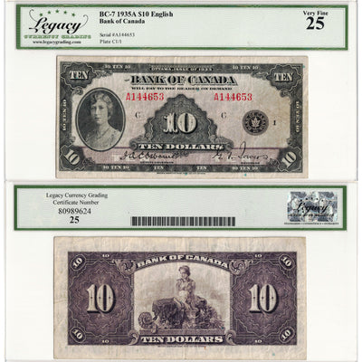 $10 1935 Bank of Canada Note English Text BC-7 - Legacy VF-25