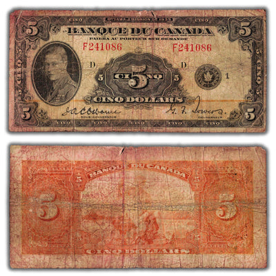 SOLD $5 1935 Banque du Canada Note French Text BC-6 - Filler