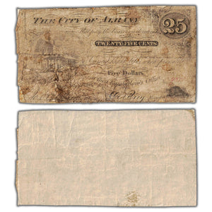 SOLD United States Albany New York 1862 25 Cents Note H-229 - Mounted/Damaged