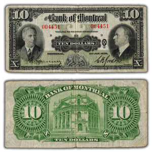 SOLD $10 1938 Bank of Montreal Chartered Note CH #505-62-04 - Rounded Corners