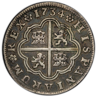 Spain 1734 Seville 2 Reales Silver Coin KM #355