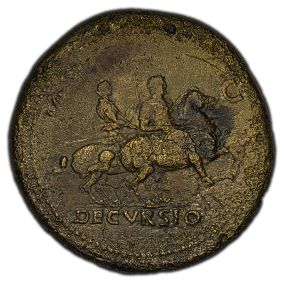 Ancient Rome Nero AD 66 Sestertius Coin RIC I #508 - Legio X Countermark