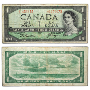 SOLD $1 1954 Bank of Canada Note Devil Face I/A Prefix BC-29a - F/VF