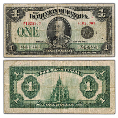 $1 1923 Dominion of Canada Note Black Seal Series F DC-25o