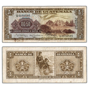 SOLD Guatemala 1971 1/2 Quetzal 50 Centavos Note P #51h - Circulated