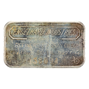 SOLD Engelhard Industries 1oz .999 Fine Silver Bar - 6 Digit Serial
