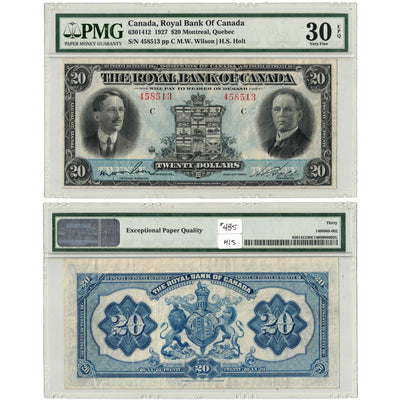 SOLD $20 1927 Royal Bank of Canada Chartered Note #630-14-12 - PMG VF-30 EPQ