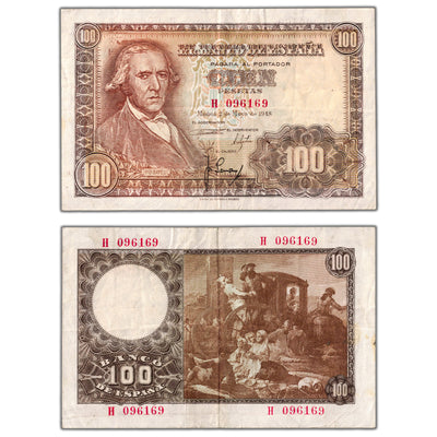 Spain 1948 100 Pesetas Note P #137a