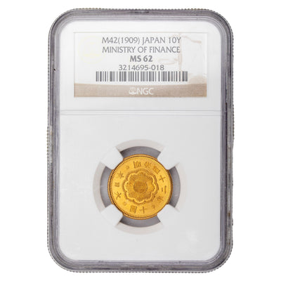 SOLD Japan M42 (1909) 10 Yen Gold Coin - NGC MS-62