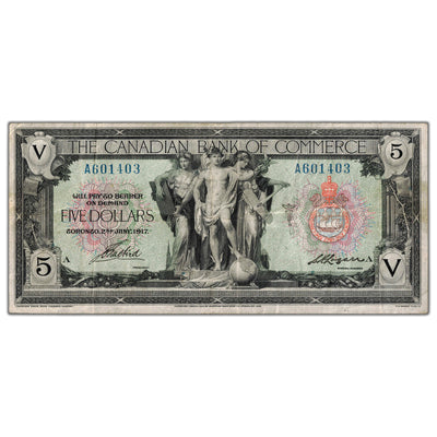 $5 1917 Canadian Bank of Commerce Canada Chartered Note #75-16-04-06a - VF