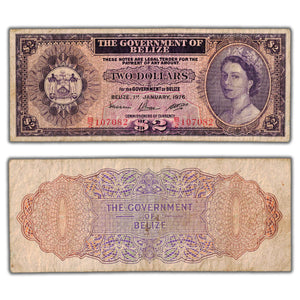 SOLD Belize 1976 $2 Two Dollars Note P #34c - Circulated