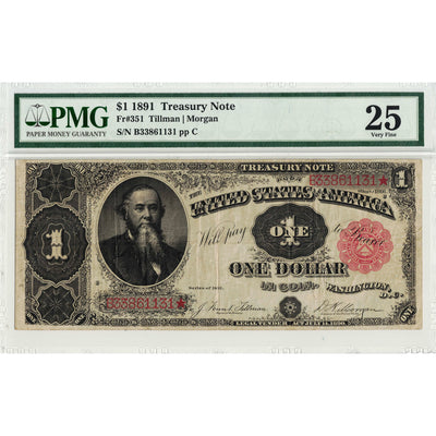 United States 1891 $1 Treasury Note Fr. 351 - PMG VF-25