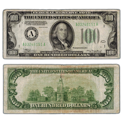 SOLD United States 1934 $100 Boston Federal Reserve Note - Circulated