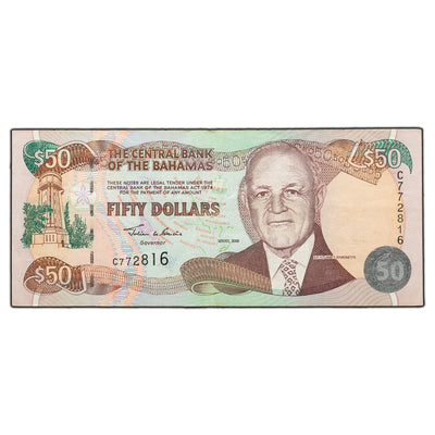 SOLD Bahamas 2000 $50 Fifty Dollars Note P #66 - VF+
