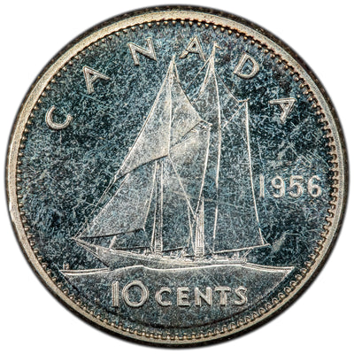 Canada 1956 10 Cents Dime Silver Coin - Proof-Like