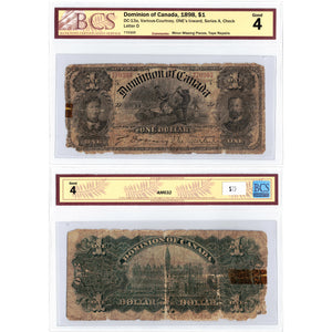 SOLD $1 1898 Dominion of Canada Note Series A DC-13a - BCS G-4