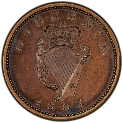 SOLD Ireland 1805 1 One Penny Coin - Lightly Handled Proof