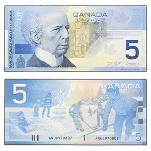 SOLD $5 2002 Bank of Canada Note Knight-Dodge ANU Prefix BC-62a - Choice UNC