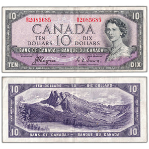 SOLD $10 1954 Bank of Canada Note Devil Face B/D Prefix BC-32a - VF+