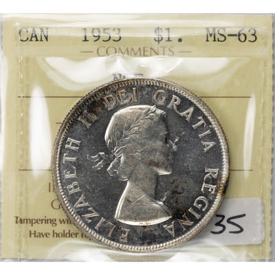 SOLD Canada 1953 NSF $1 Silver Dollar Coin - ICCS MS-63
