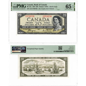 SOLD $20 1954 Bank of Canada Note Devil Face A/E Prefix BC-33a - PMG Gem UNC-65 EPQ