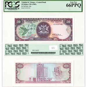 Trinidad & Tobago ND (1985) $20 Twenty Dollars Note P #39b - PCGS UNC-66 PPQ
