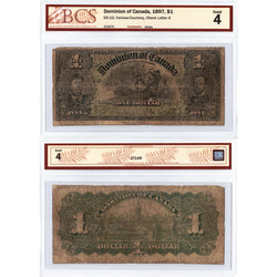 $1 1897 Dominion of Canada Note DC-12 - BCS G-4