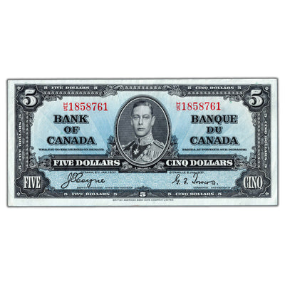 SOLD $5 1937 Bank of Canada Note Coyne-Towers H/S Better Prefix BC-23c - EF
