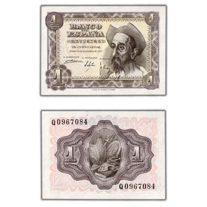 SOLD Spain 1951 1 One Peseta Note P #139 - UNC