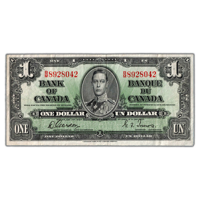 $1 1937 Bank of Canada Note Gordon-Towers B/M Prefix BC-21c - F/VF