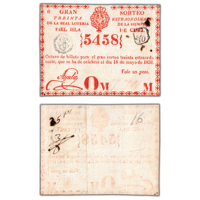 Cuba 1831 Lottery Ticket
