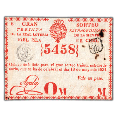 Cuba 1831 Lottery Ticket