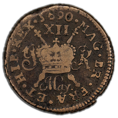 SOLD Ireland May 1690 Shilling Gun Money Coin SP #6582