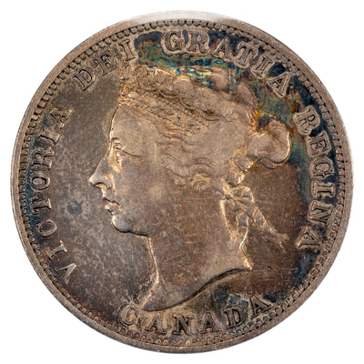 Canada 1890-H 25 Cents Quarter Silver Coin - ICCS F-15