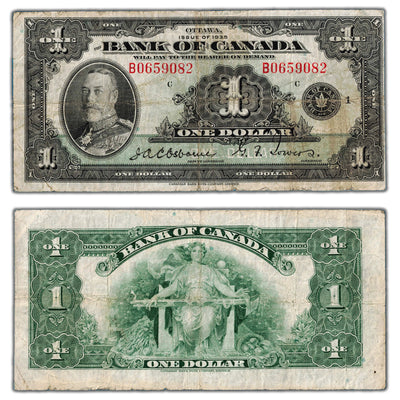 $1 1935 Bank of Canada Note Letter 'B' English Text BC-1 - Fine