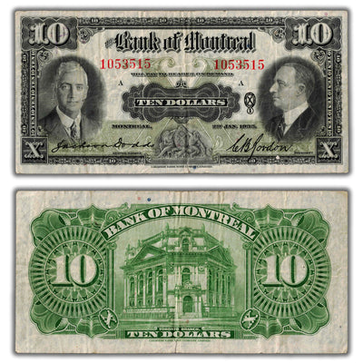 SOLD $10 1935 Bank of Montreal Chartered Note CH #505-60-04 - F/VF