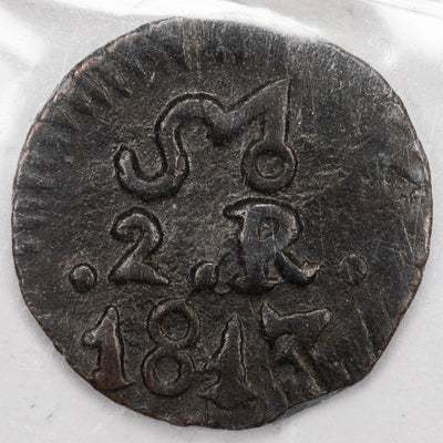 Mexico Oaxaca 1813 2 Two Reales Coin KM #226.1 - ICCS EF-40