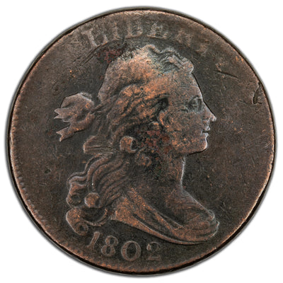 SOLD United States 1802 1c Draped Bust Large Cent Coin - Bent