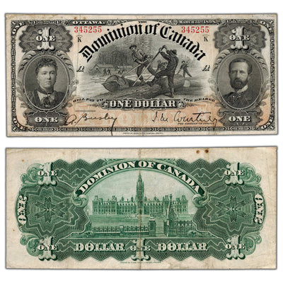 $1 1898 Dominion of Canada Note Series K DC-13b - VF (tear)